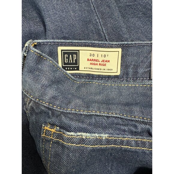 NWT GAP High Rise Barrel Jeans Dark Wash Indigo-sz 30 Tall - Picture 9 of 10